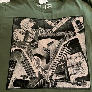 Official MC Escher Green Staircase T Shirt Size M
